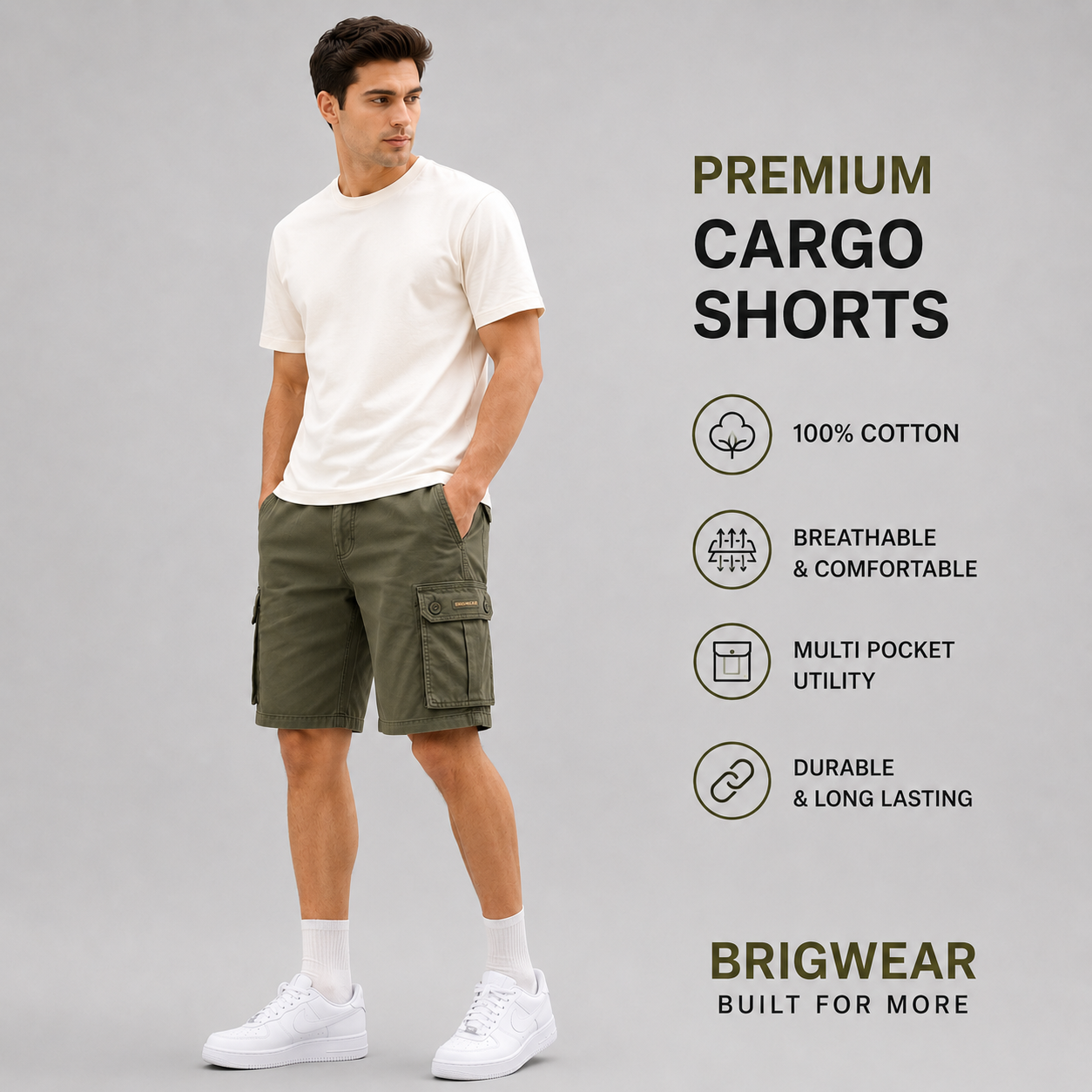 Premium Cotton Cargo Shorts