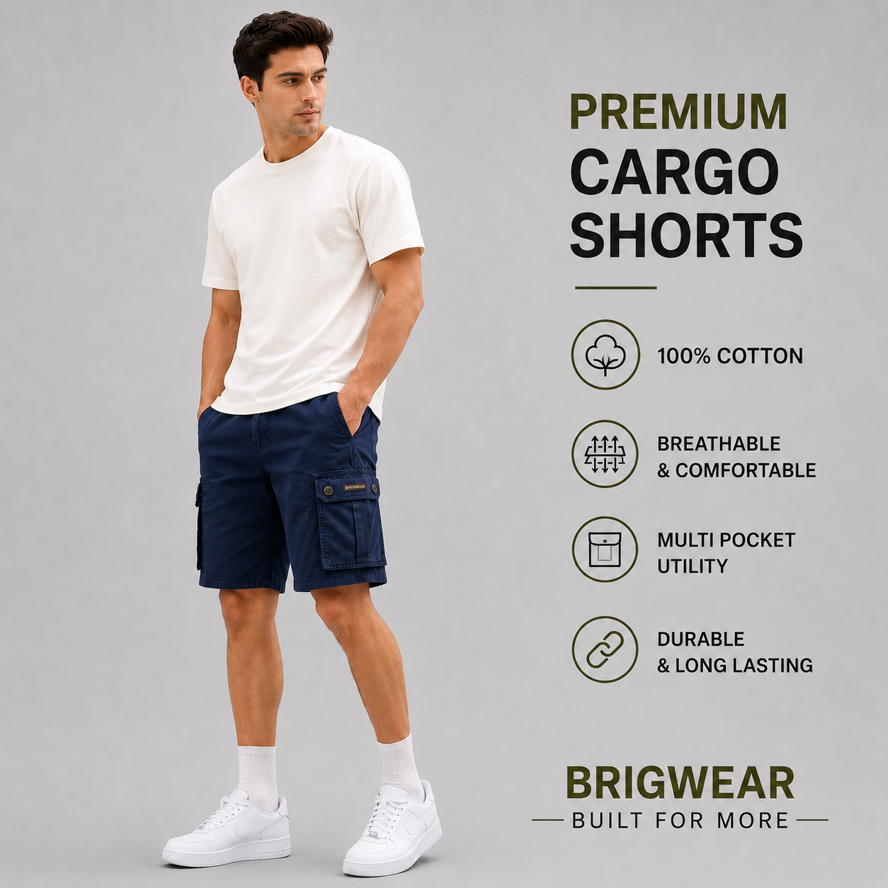 Premium Cotton Cargo Shorts