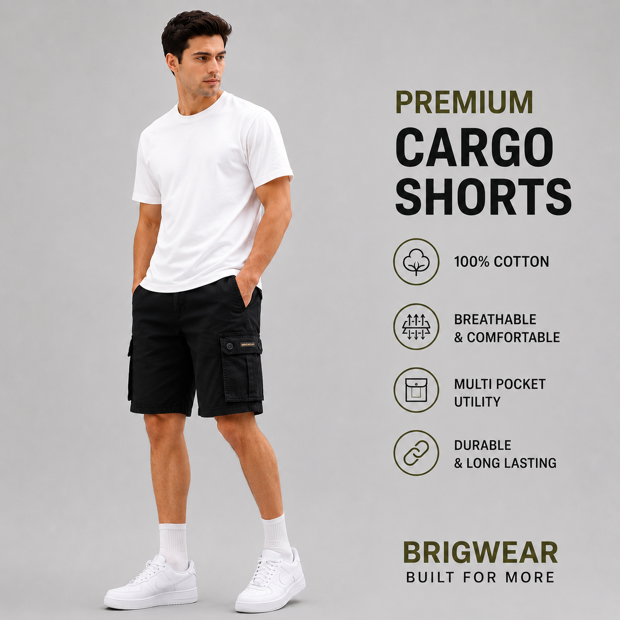 Premium Cotton Cargo Shorts