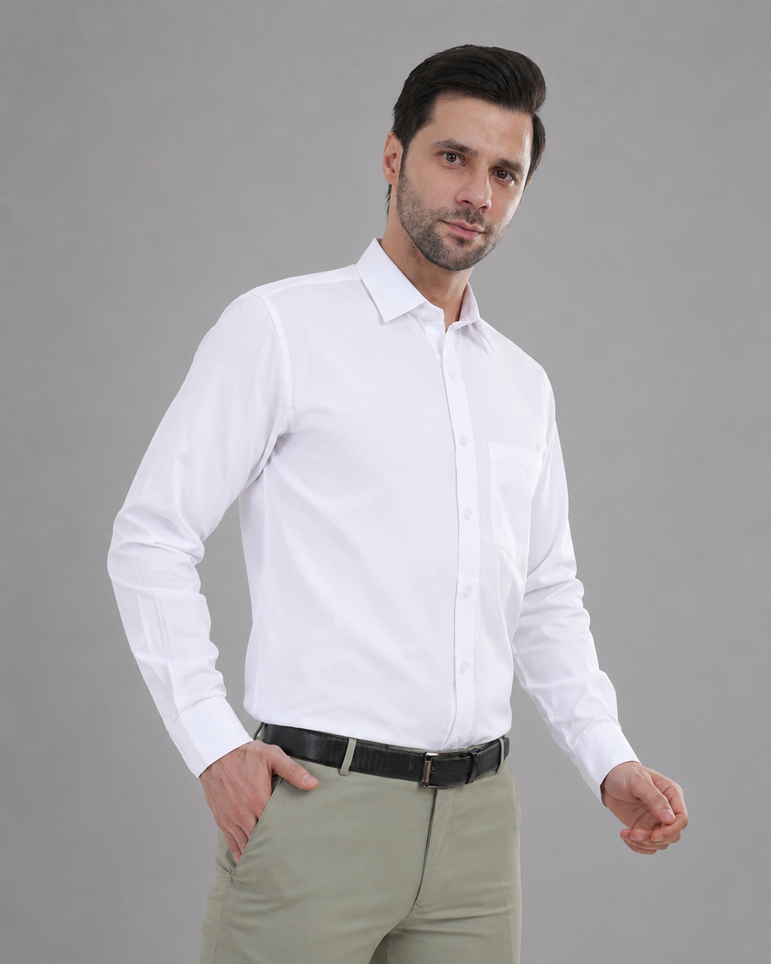 White Cotton Shirt - Gold