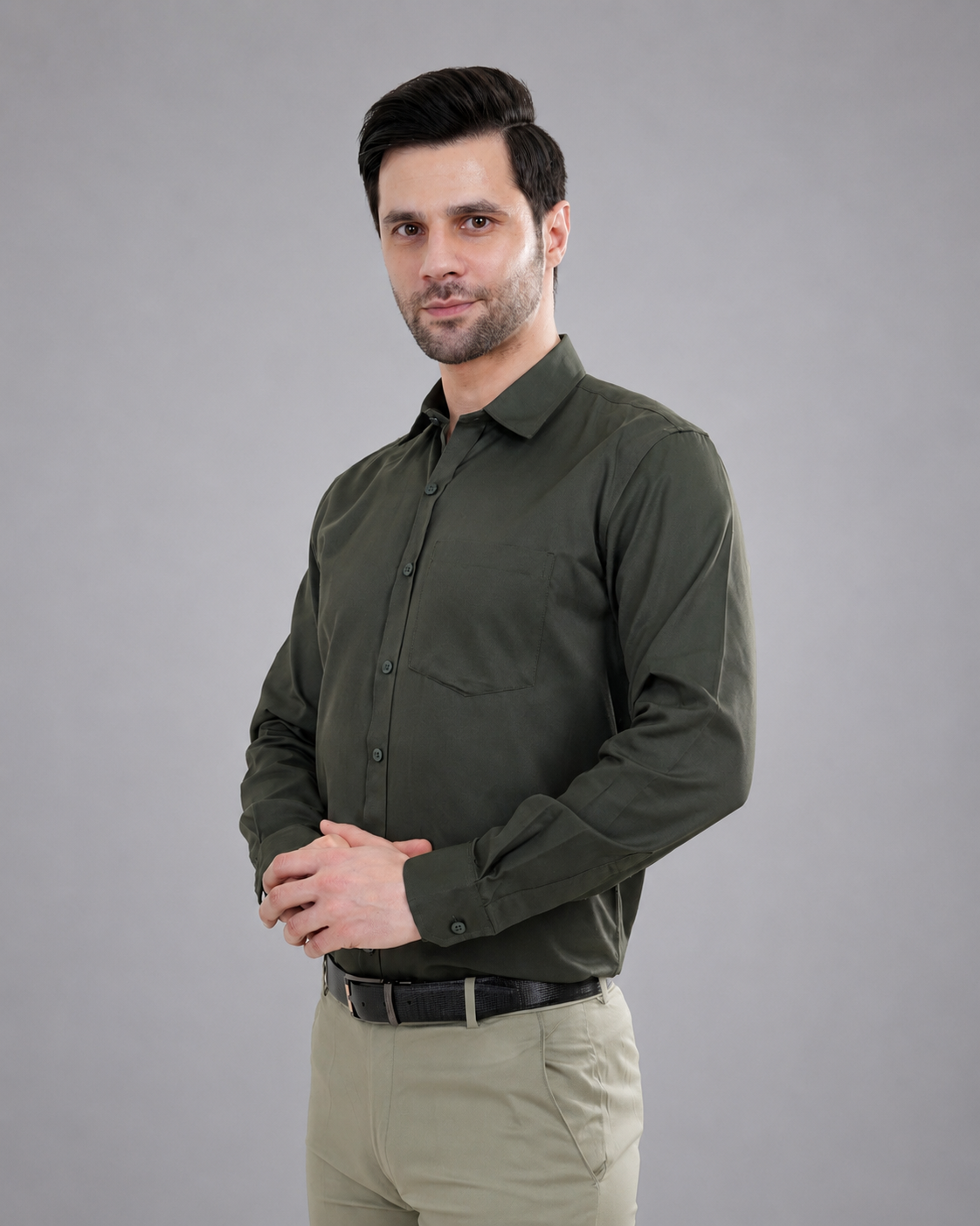 Olive Green Shirt - Gold