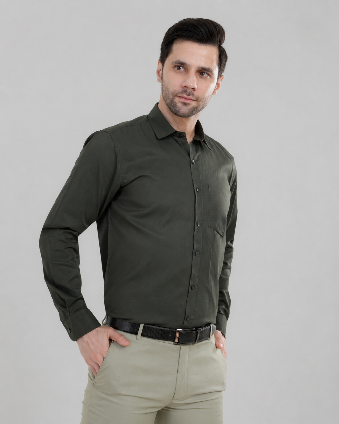 Olive Green Shirt -Cotton
