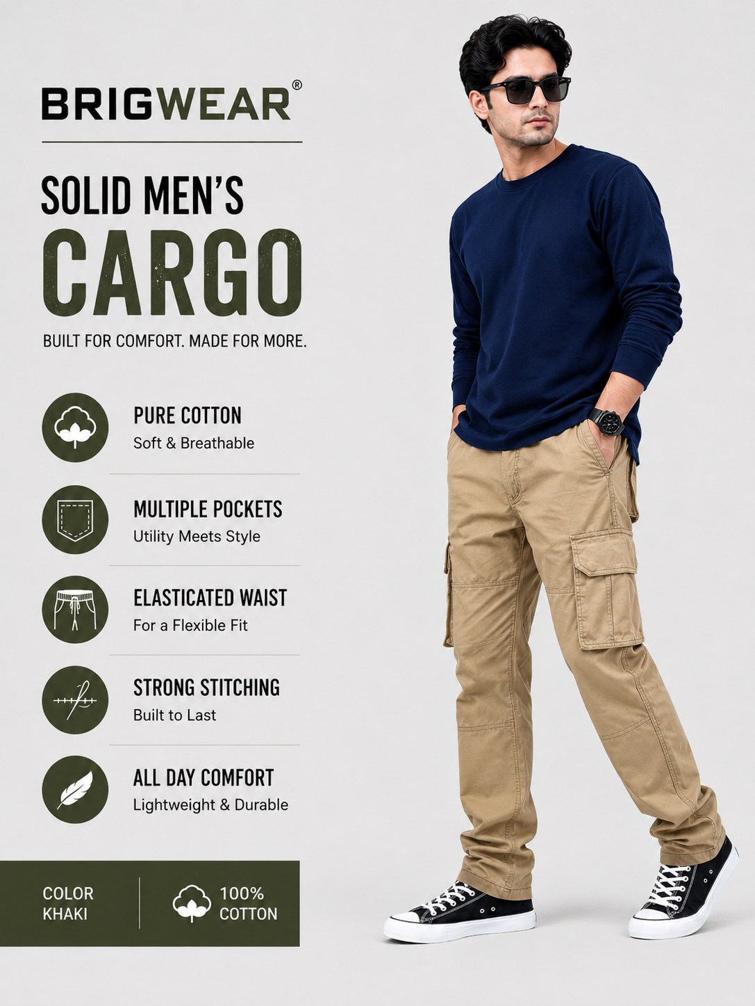 Premium 100% Cotton Cargo
