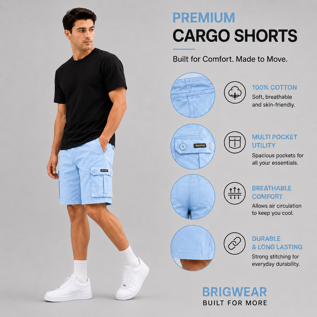 Premium Cotton Cargo Shorts