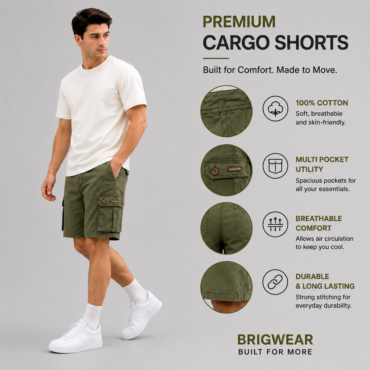 Premium Cotton Cargo Shorts