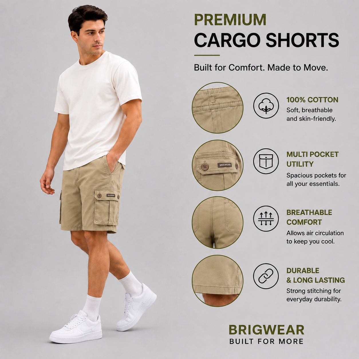 Premium Cotton Cargo Shorts