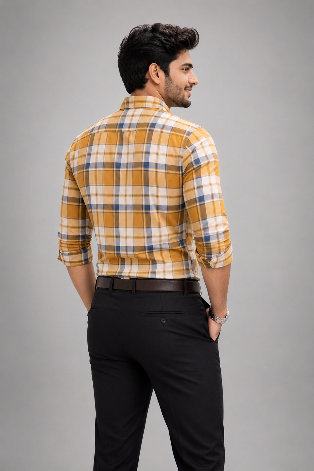 Yellow Check shirt-Cotton