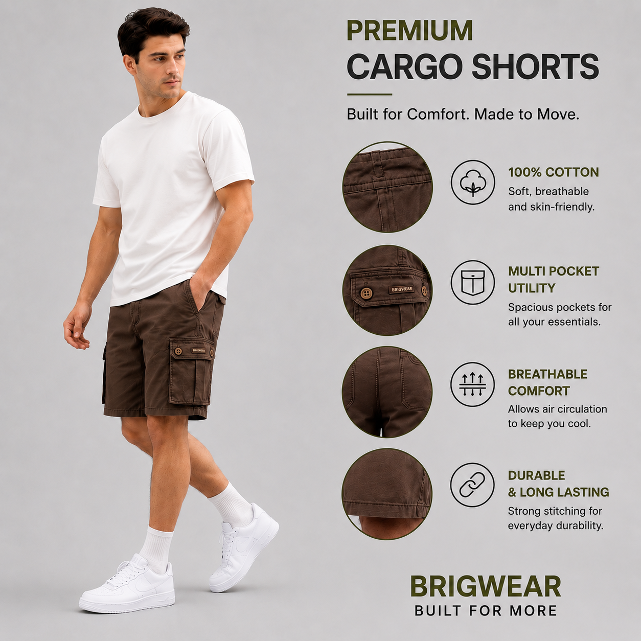Premium Cotton Cargo Shorts