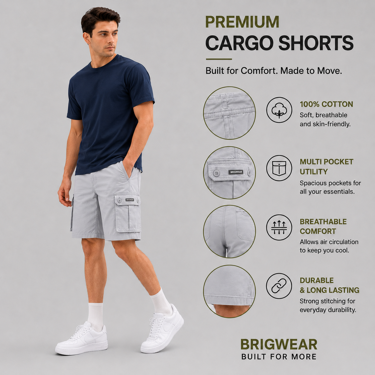 Premium Cotton Cargo Shorts