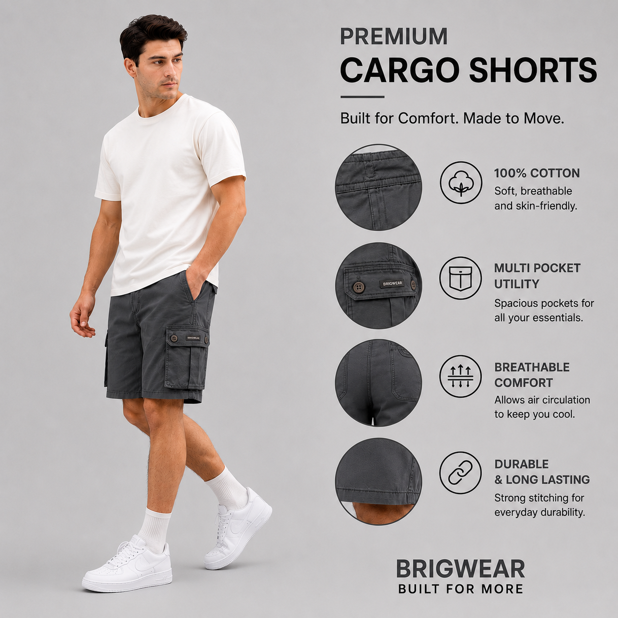 Premium Cotton Cargo Shorts
