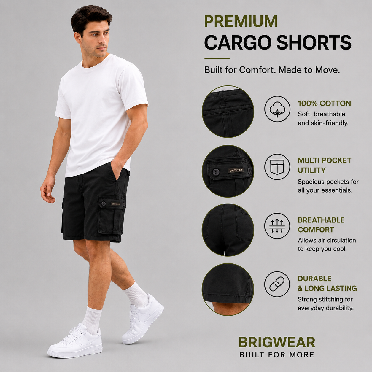 Premium Cotton Cargo Shorts
