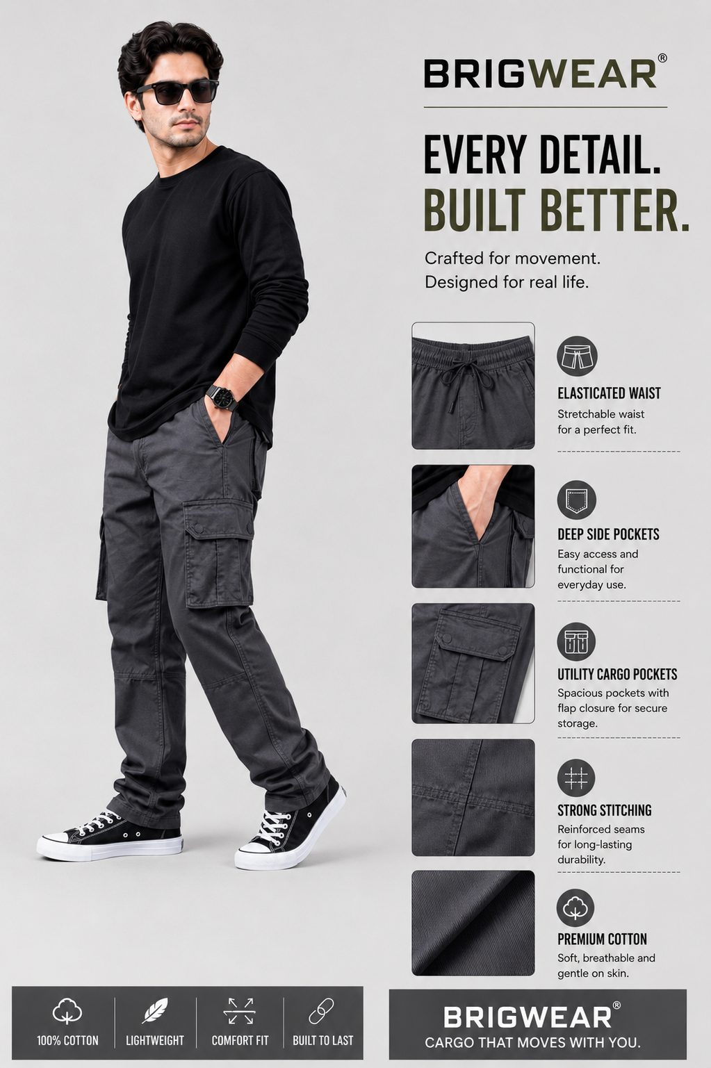 Premium 100% Cotton Cargo