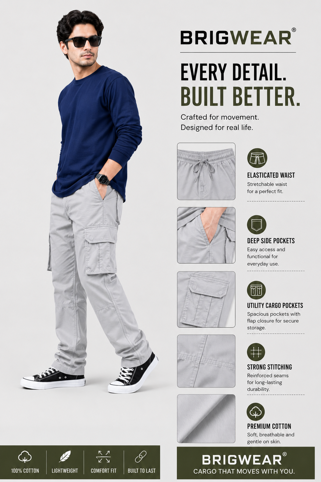 Premium 100% Cotton Cargo