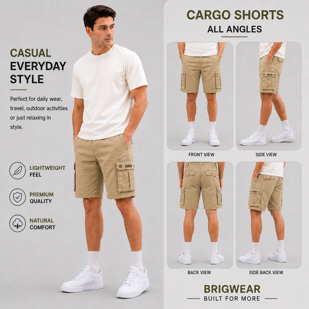 Premium Cotton Cargo Shorts