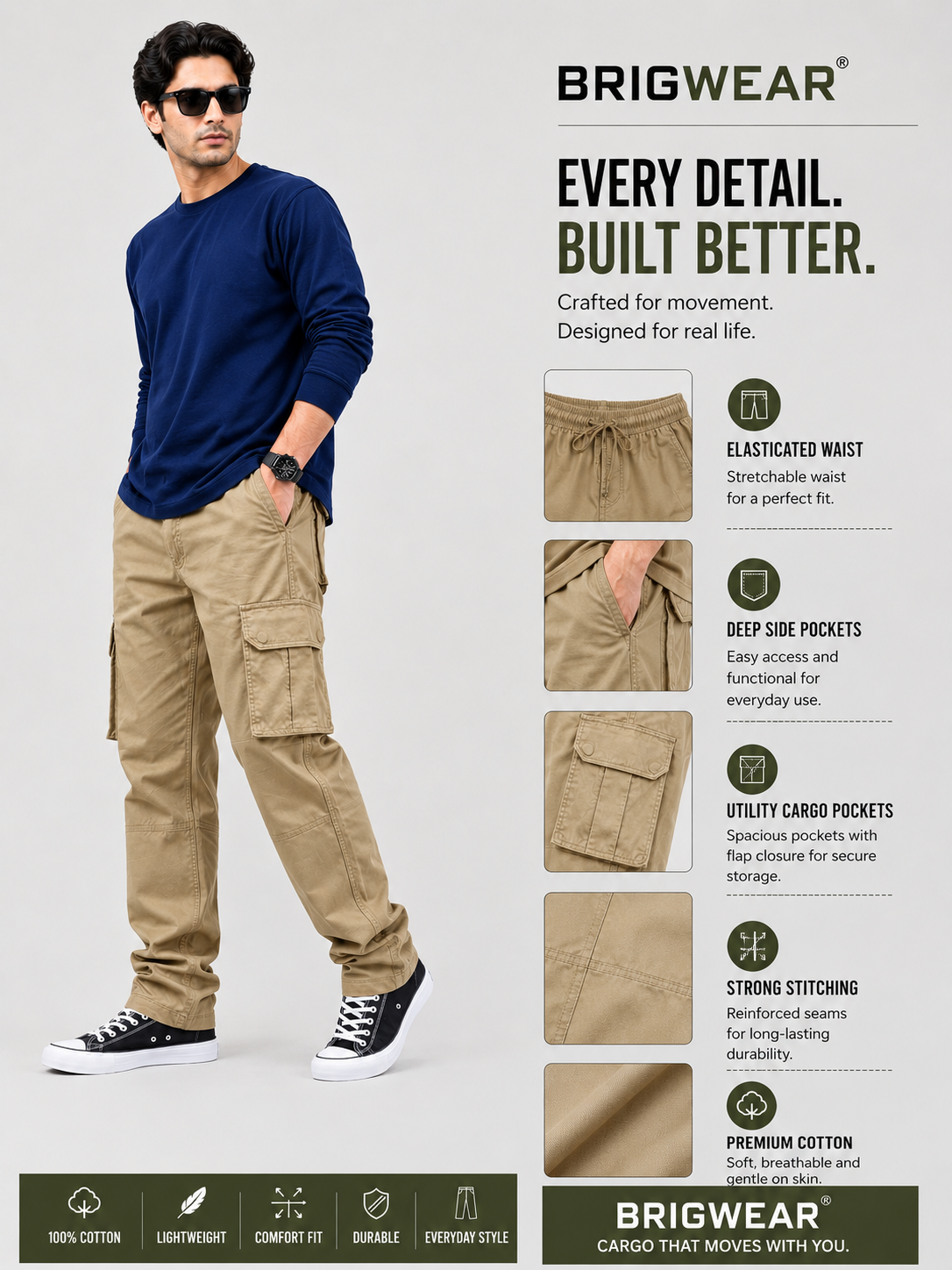 Premium 100% Cotton Cargo