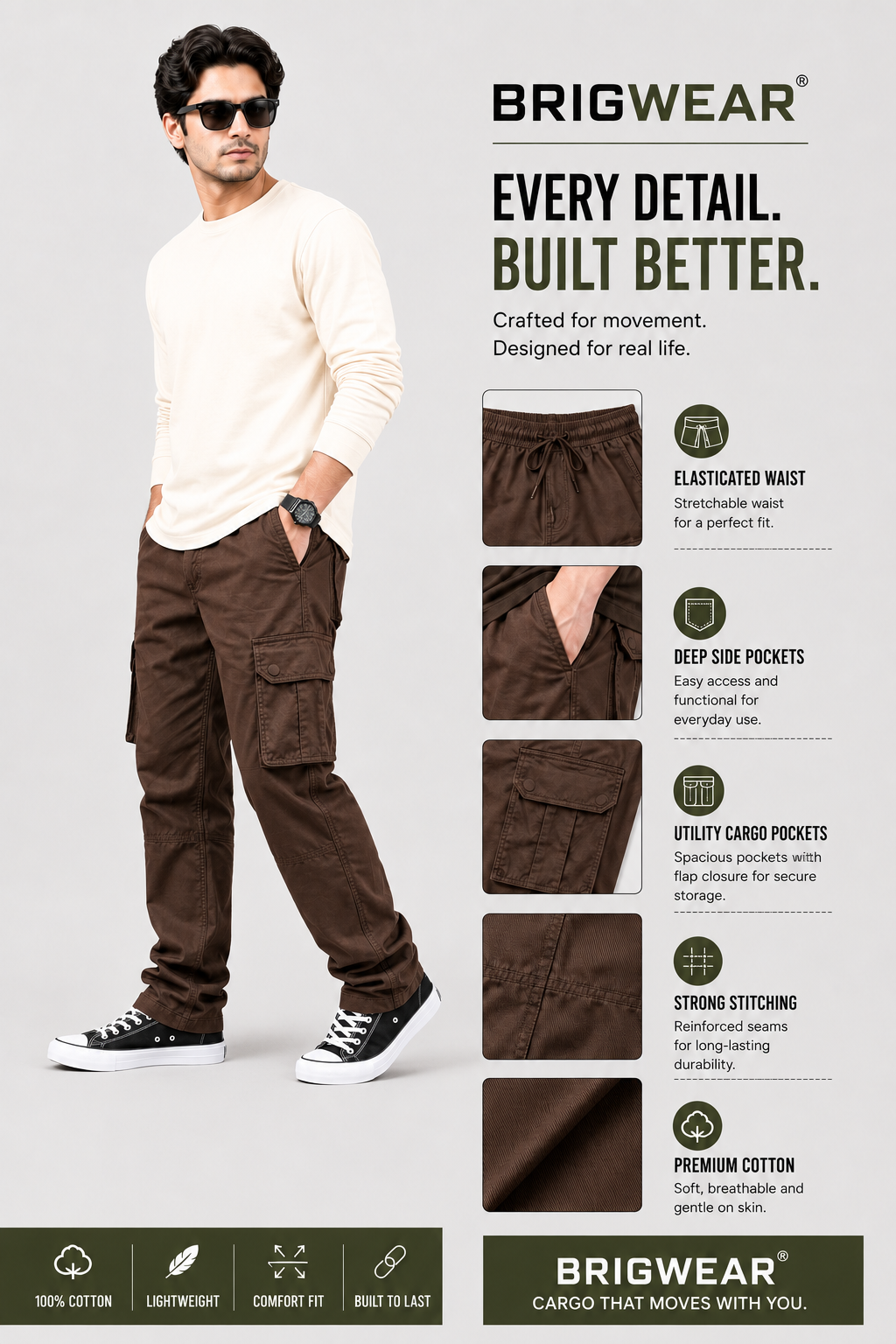 Premium 100% Cotton Cargo