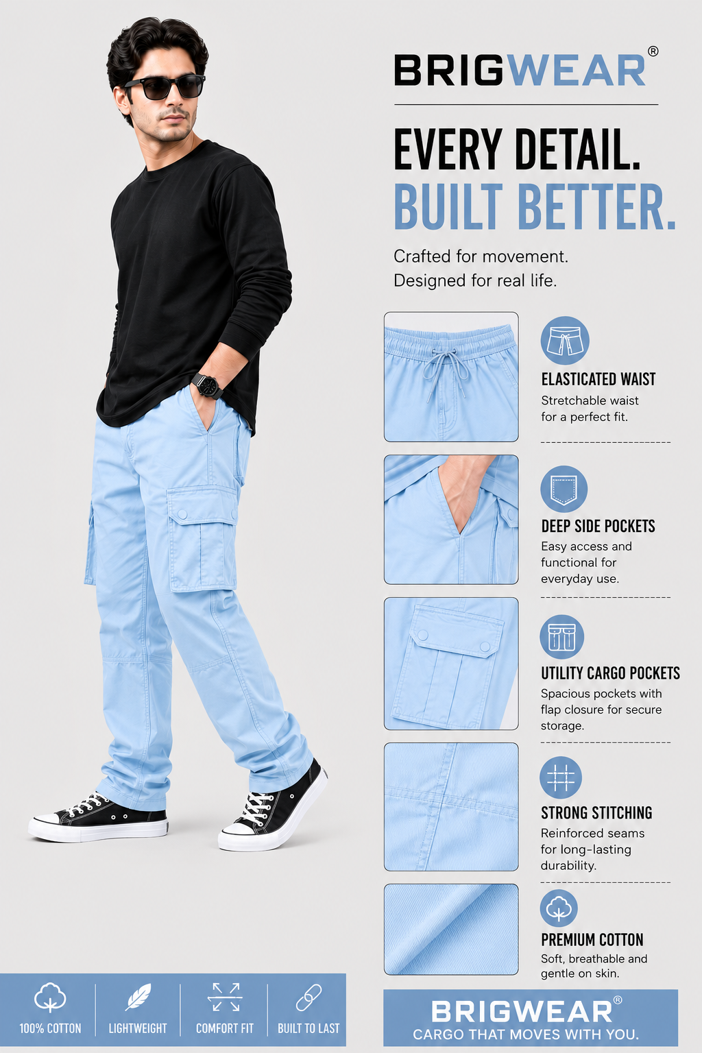 Premium 100% Cotton Cargo