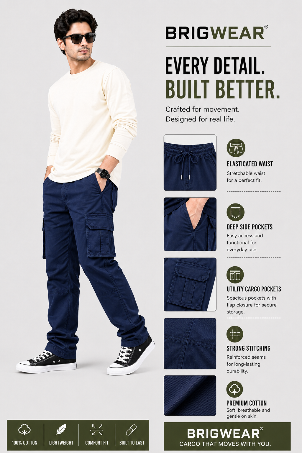 Premium 100% Cotton Cargo