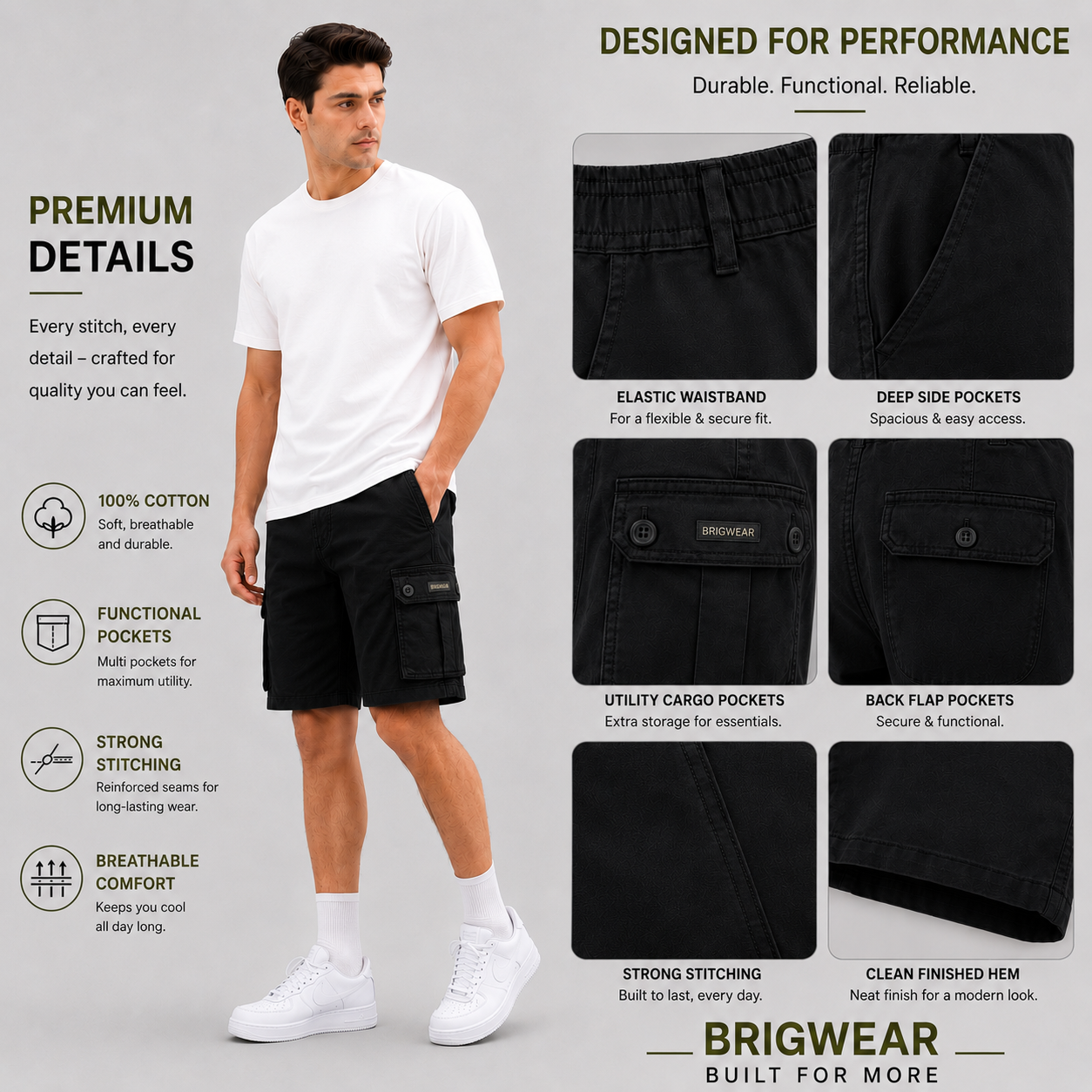 Premium Cotton Cargo Shorts