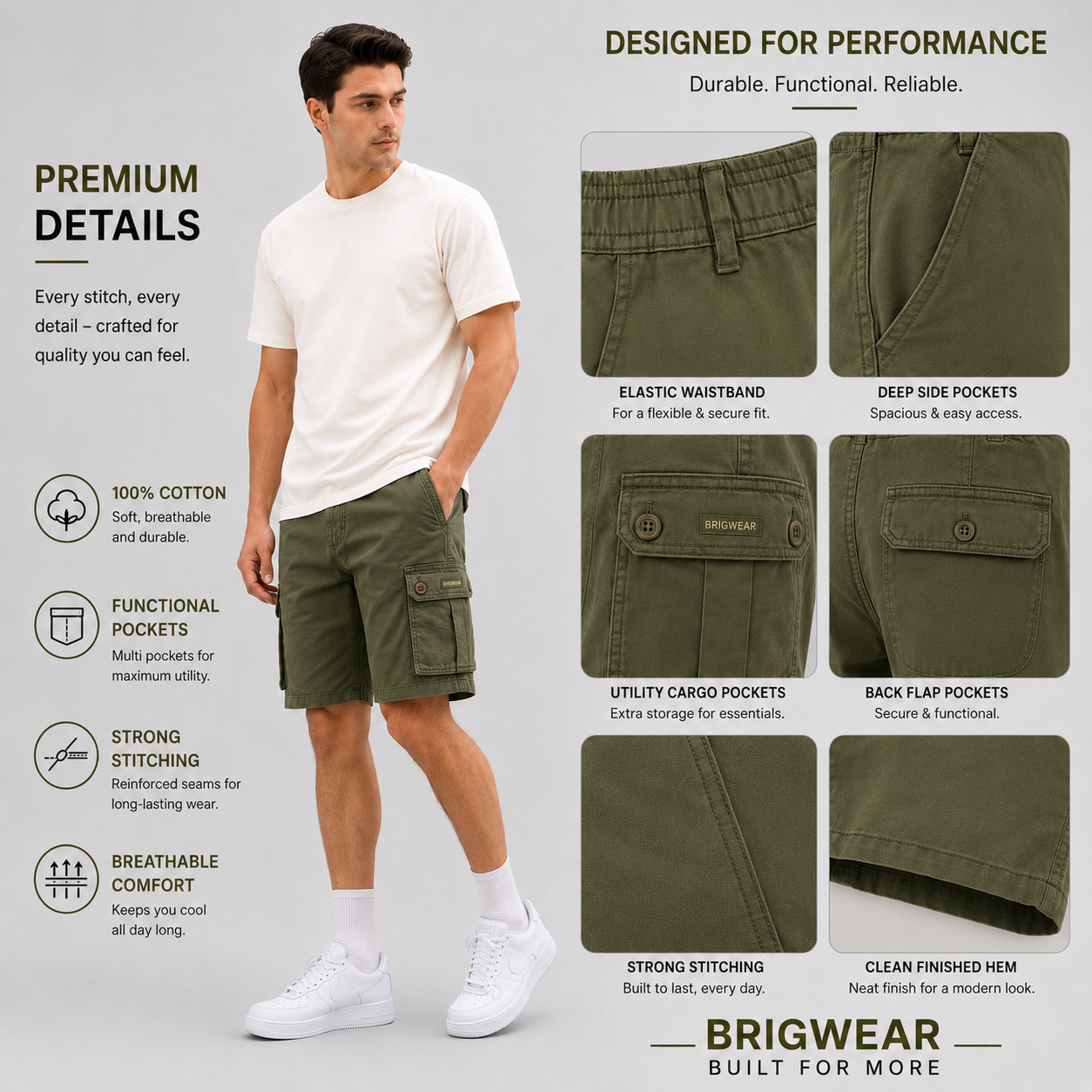 Premium Cotton Cargo Shorts