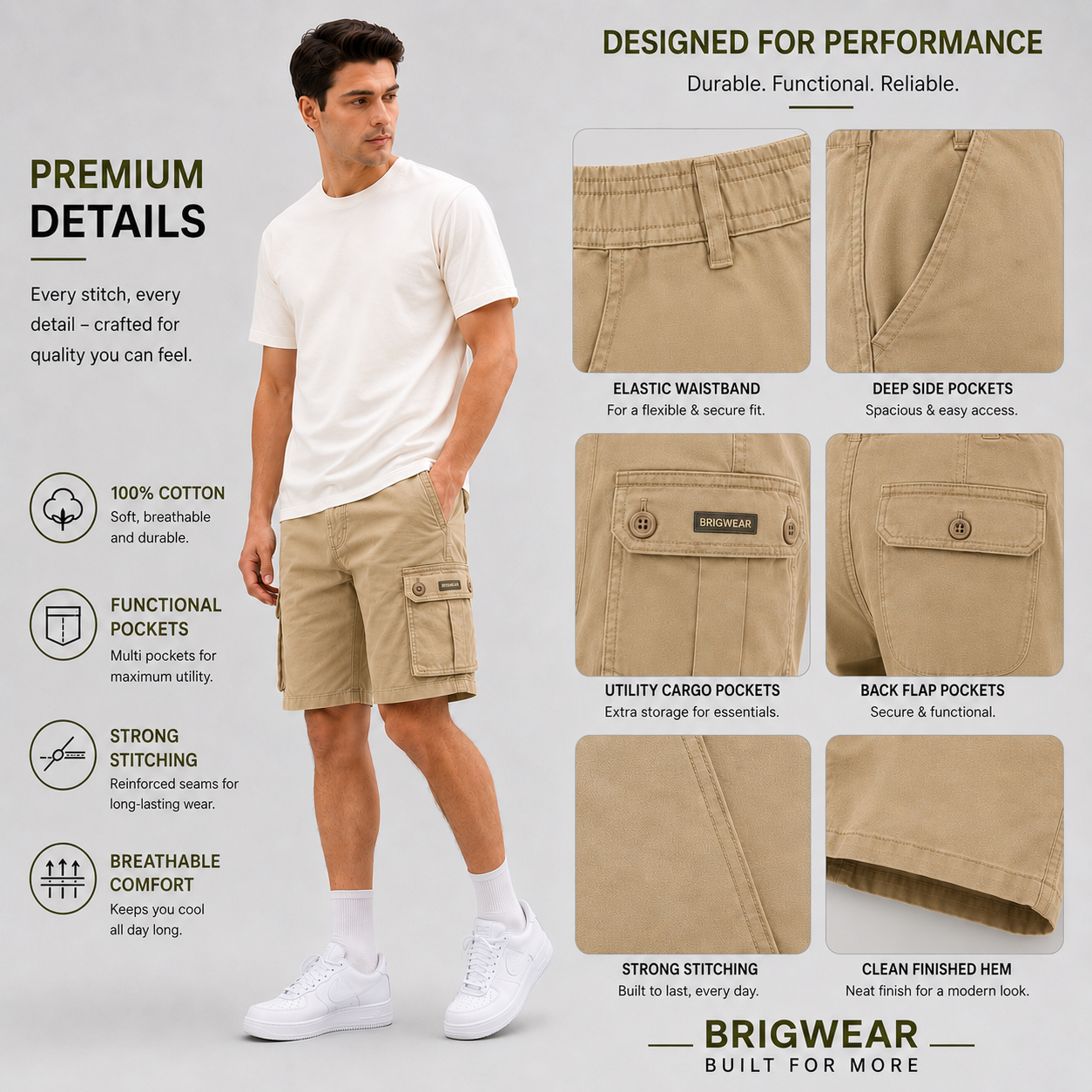 Premium Cotton Cargo Shorts