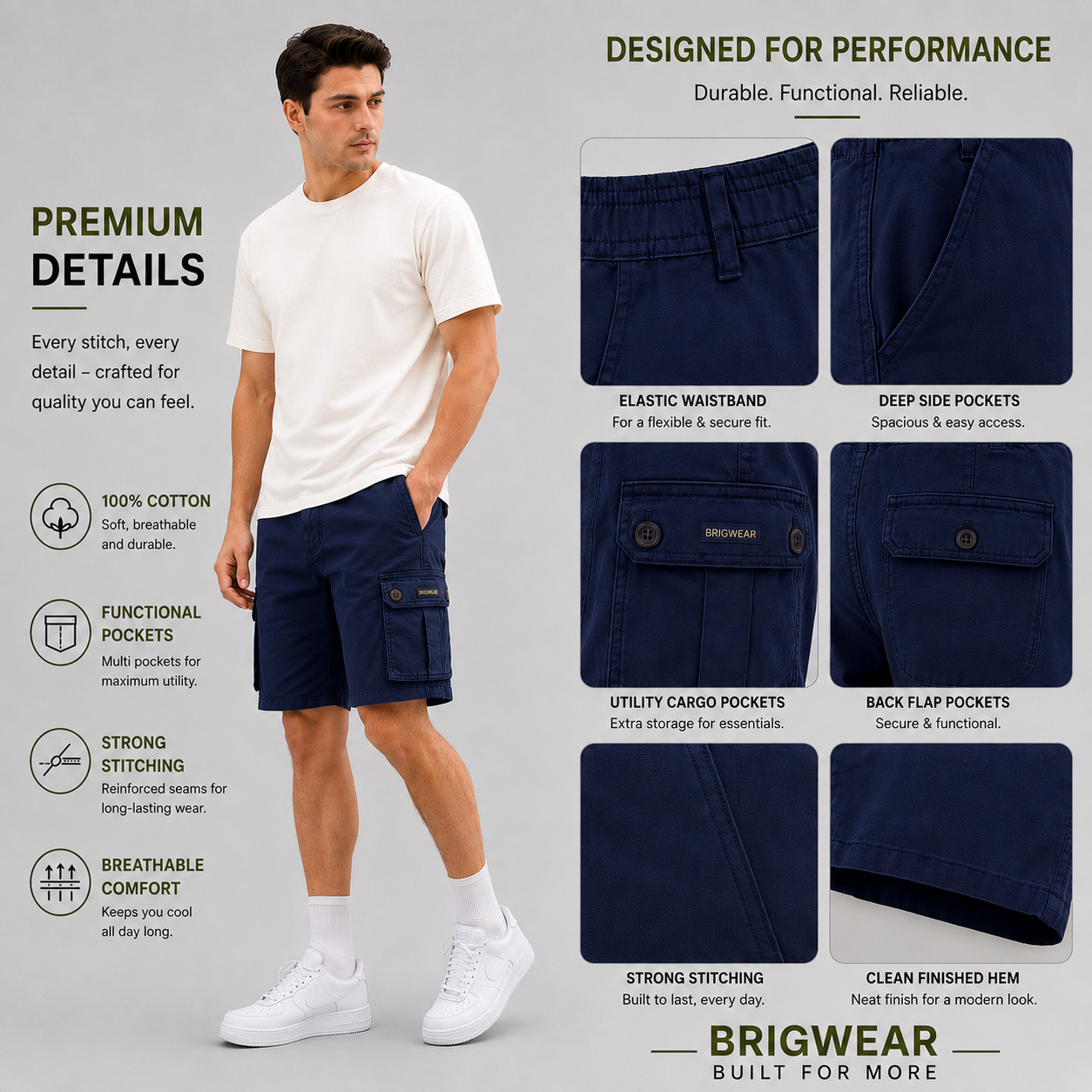 Premium Cotton Cargo Shorts