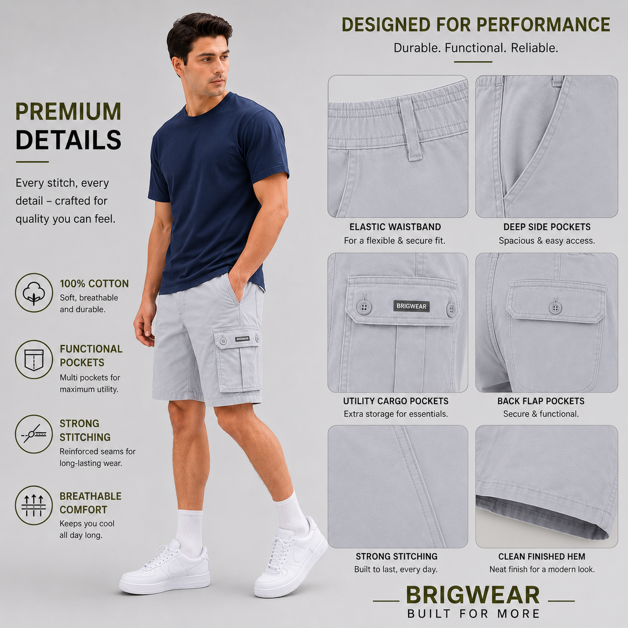 Premium Cotton Cargo Shorts