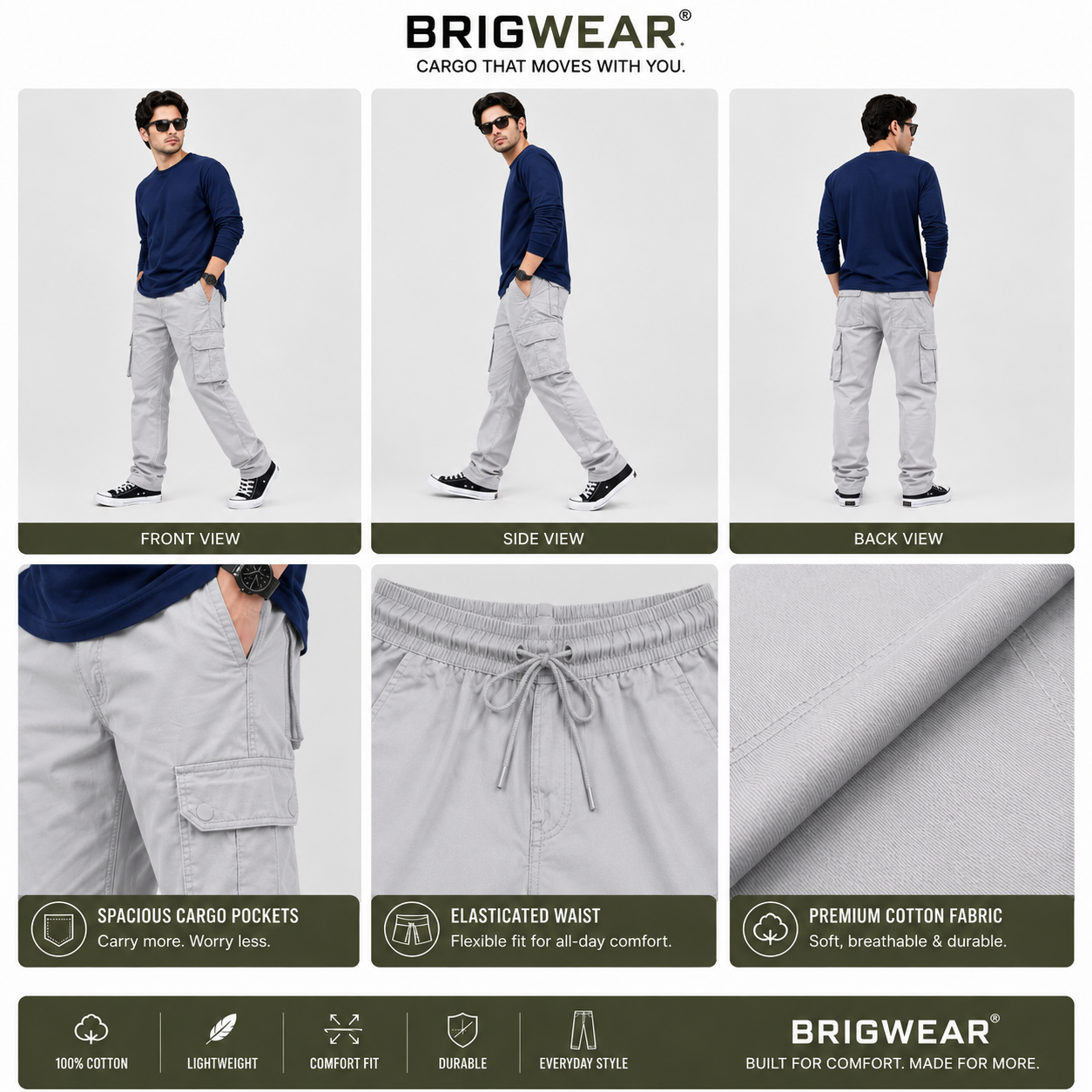 Premium 100% Cotton Cargo