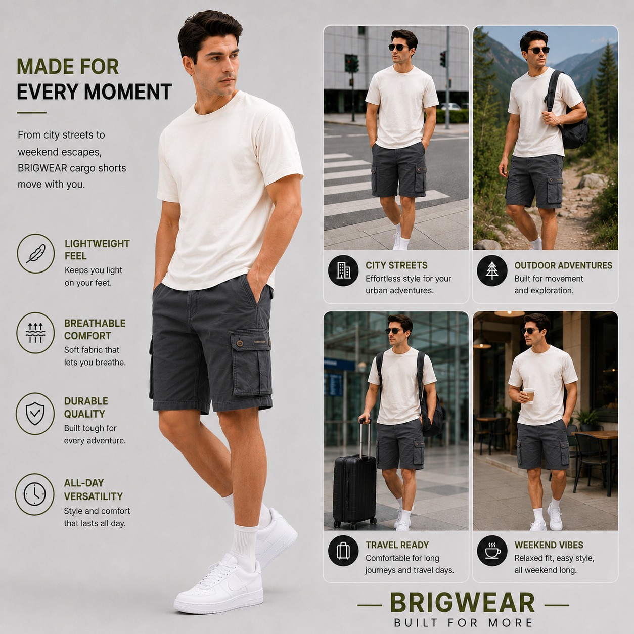 Premium Cotton Cargo Shorts