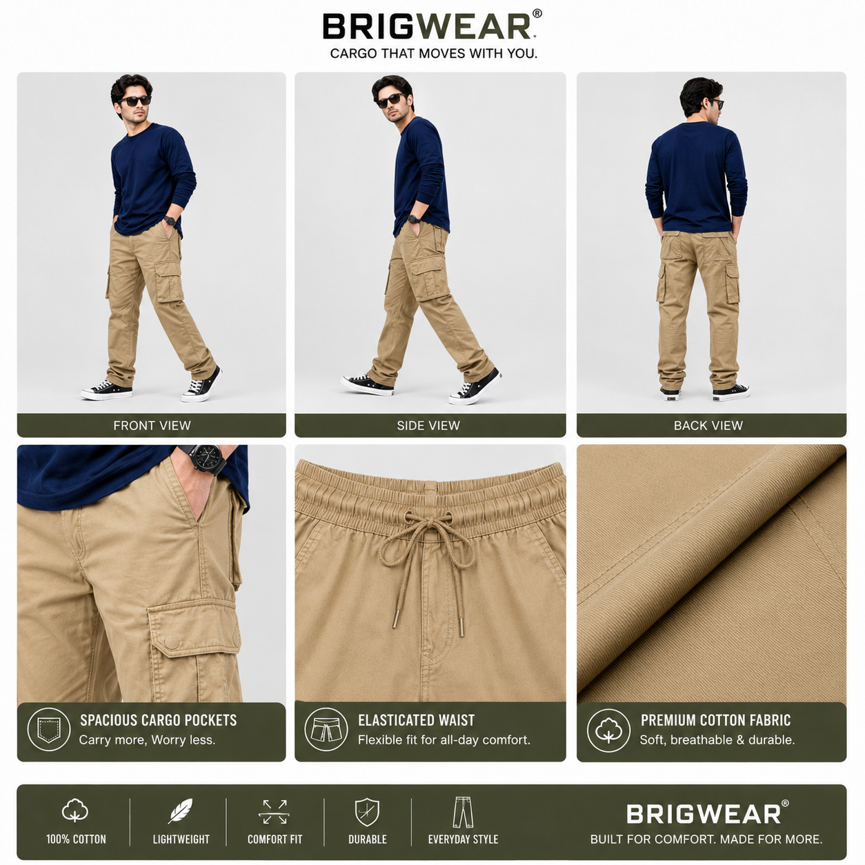 Premium 100% Cotton Cargo