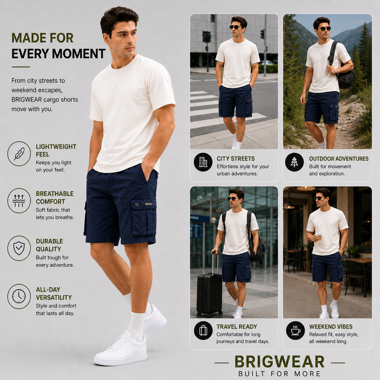 Premium Cotton Cargo Shorts