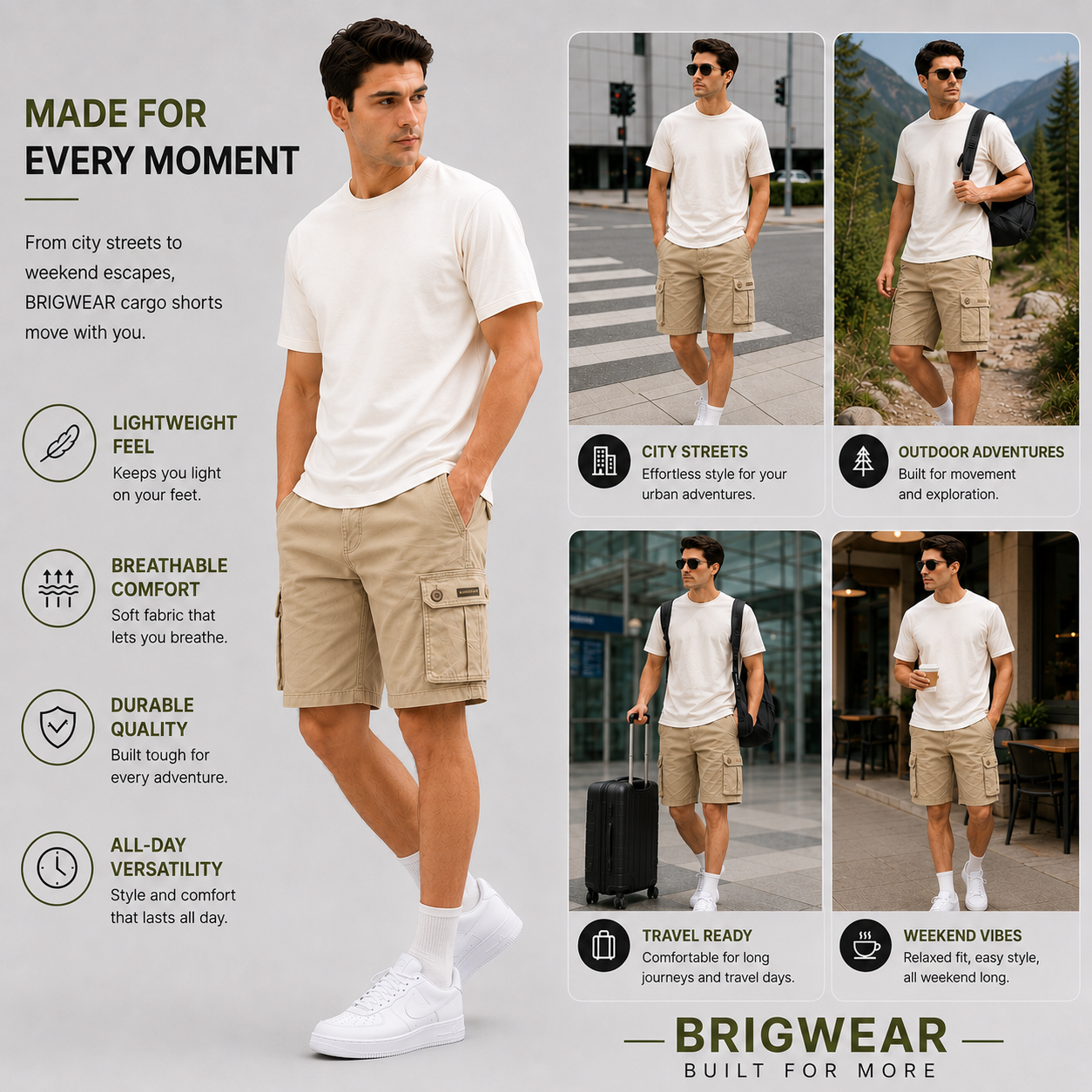 Premium Cotton Cargo Shorts