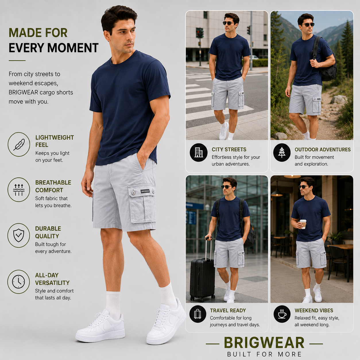 Premium Cotton Cargo Shorts