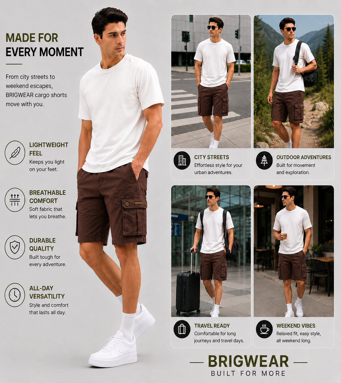Premium Cotton Cargo Shorts