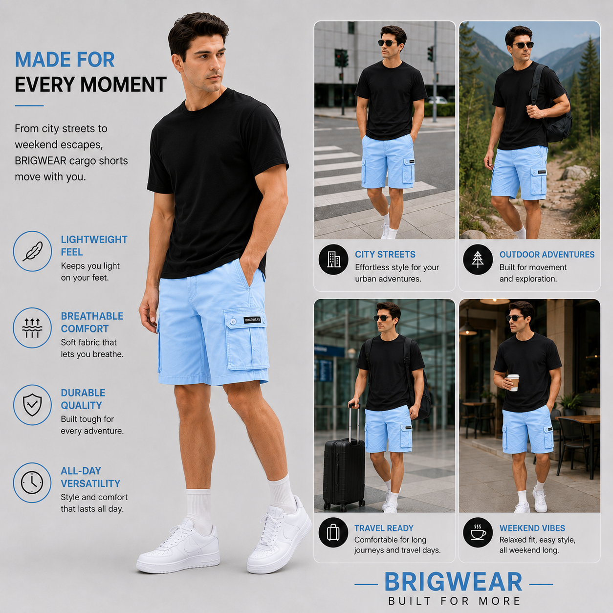 Premium Cotton Cargo Shorts