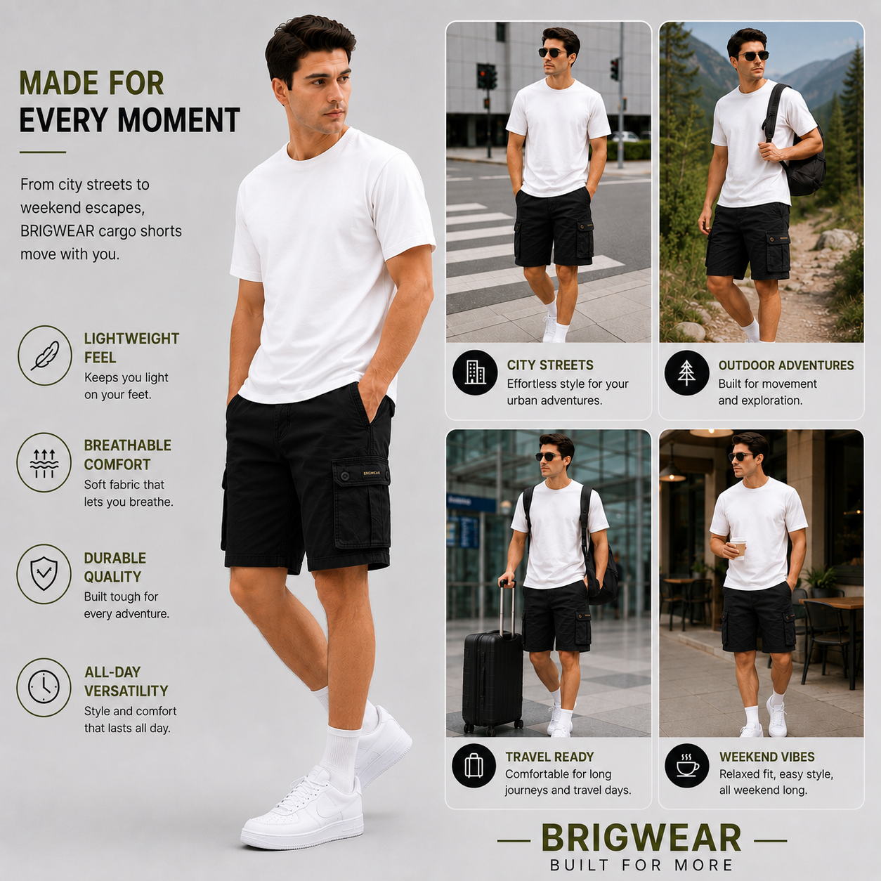 Premium Cotton Cargo Shorts