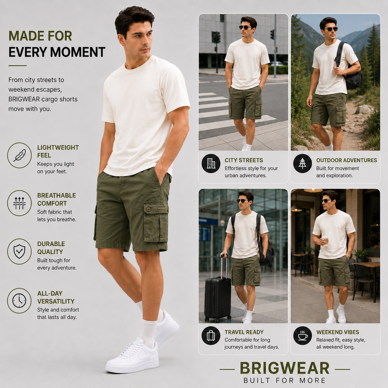 Premium Cotton Cargo Shorts