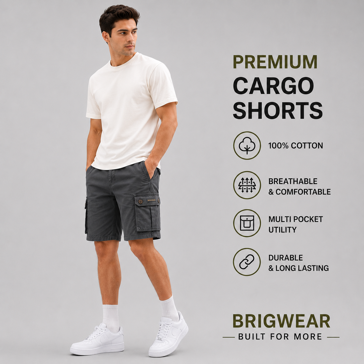 Premium Cotton Cargo Shorts