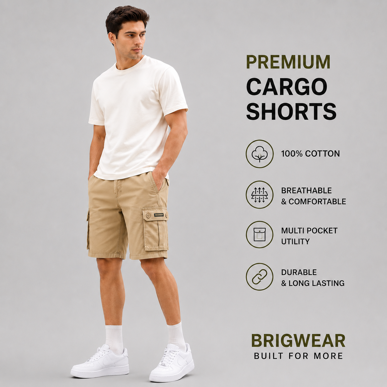 Premium Cotton Cargo Shorts