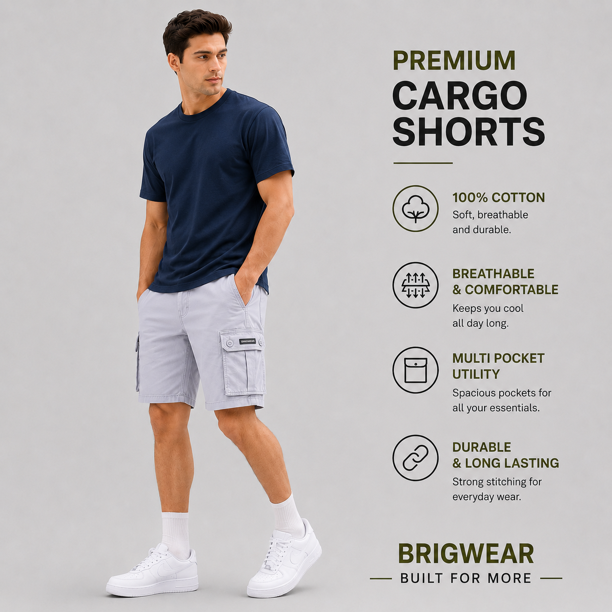 Premium Cotton Cargo Shorts
