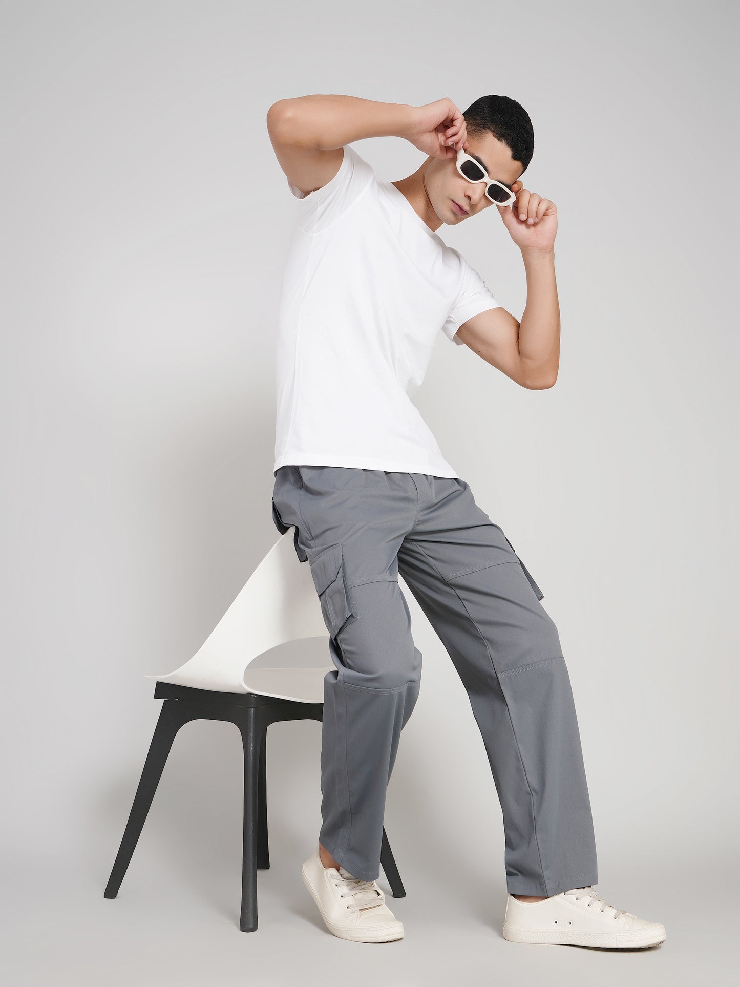 Dark Grey Cargo Loose Fit-Cotton