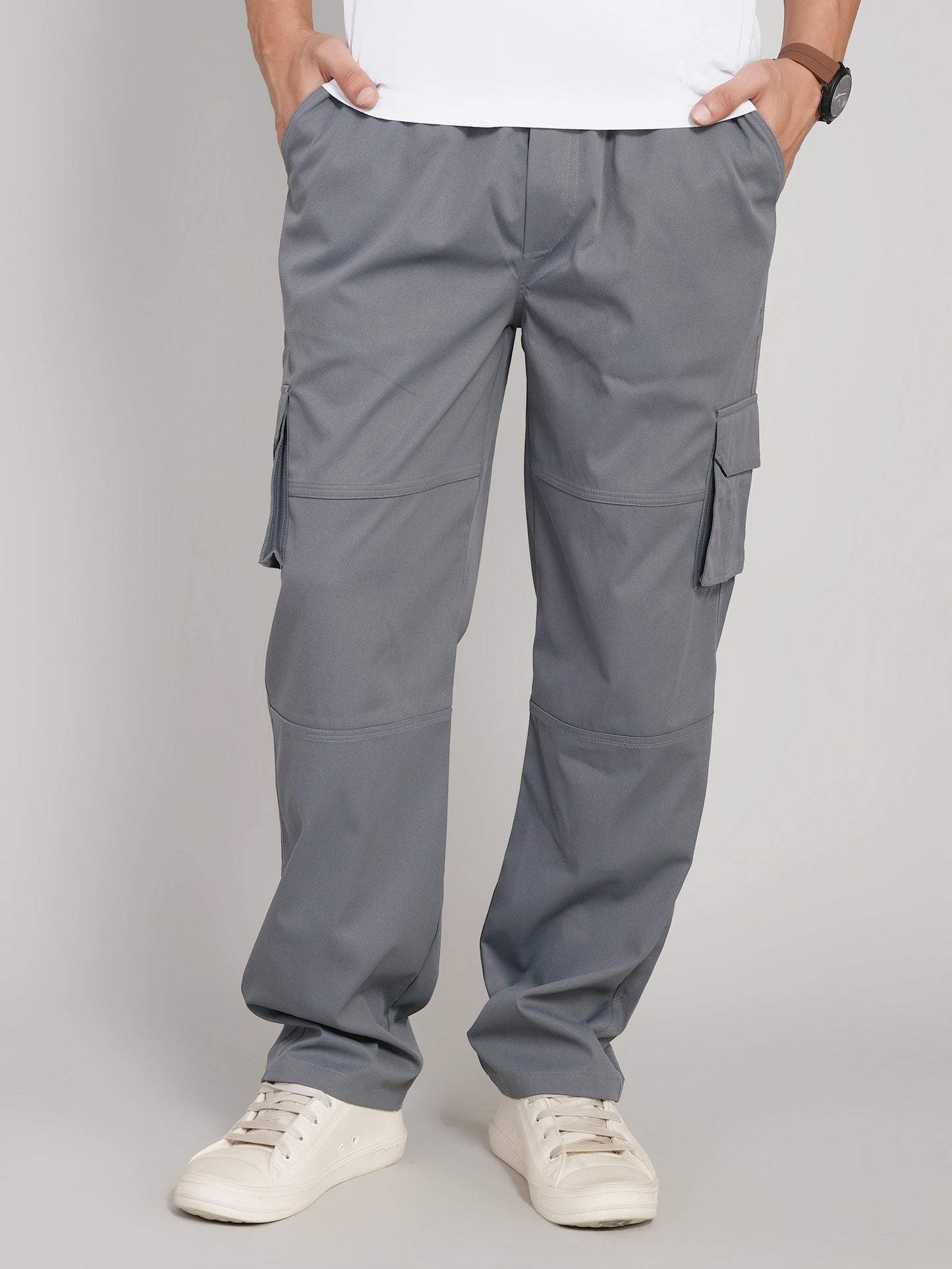Dark Grey Cargo Loose Fit-Cotton