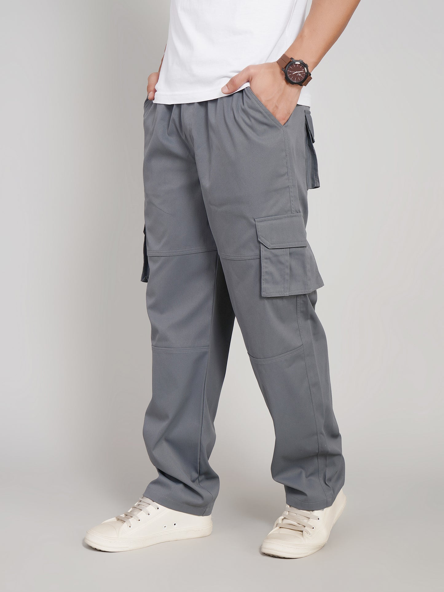 Dark Grey Cargo Loose Fit-Cotton