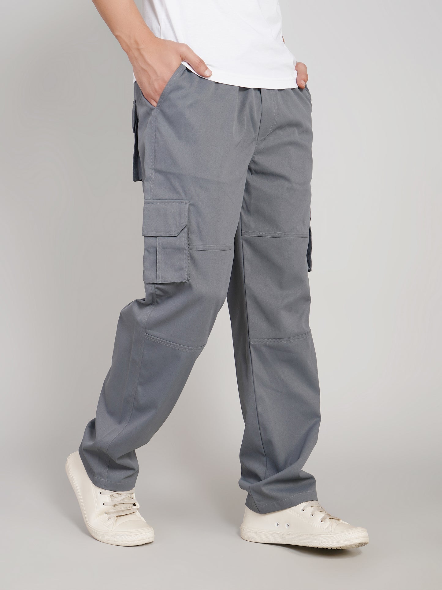 Dark Grey Cargo Loose Fit-Cotton