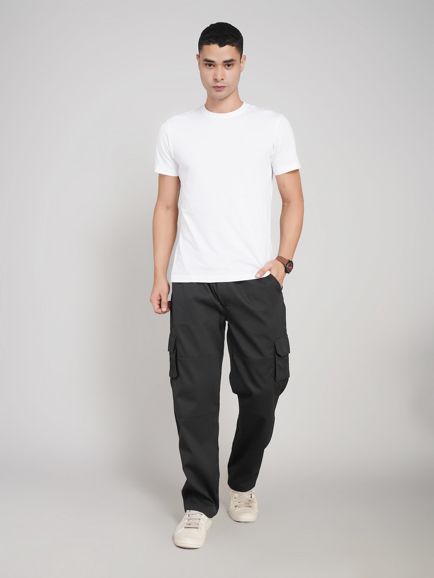 Black Cargo Loose Fit-Cotton