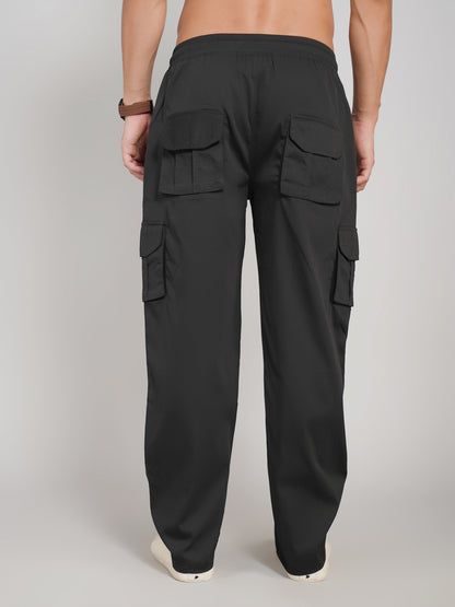 Black Cargo Loose Fit-Cotton