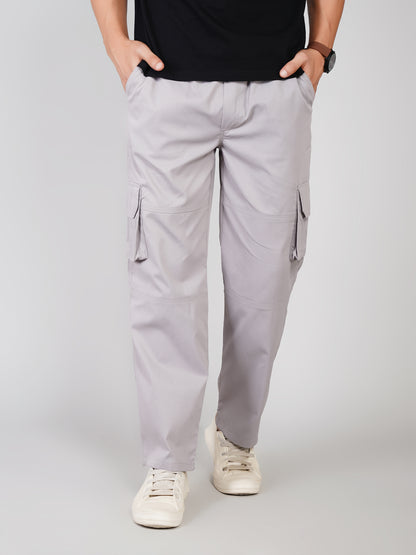Light  Grey Cargo Loose Fit-Cotton