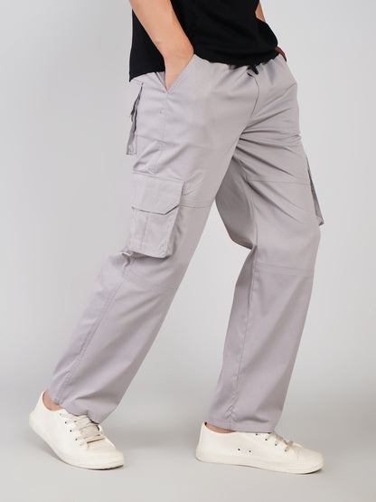Light  Grey Cargo Loose Fit-Cotton