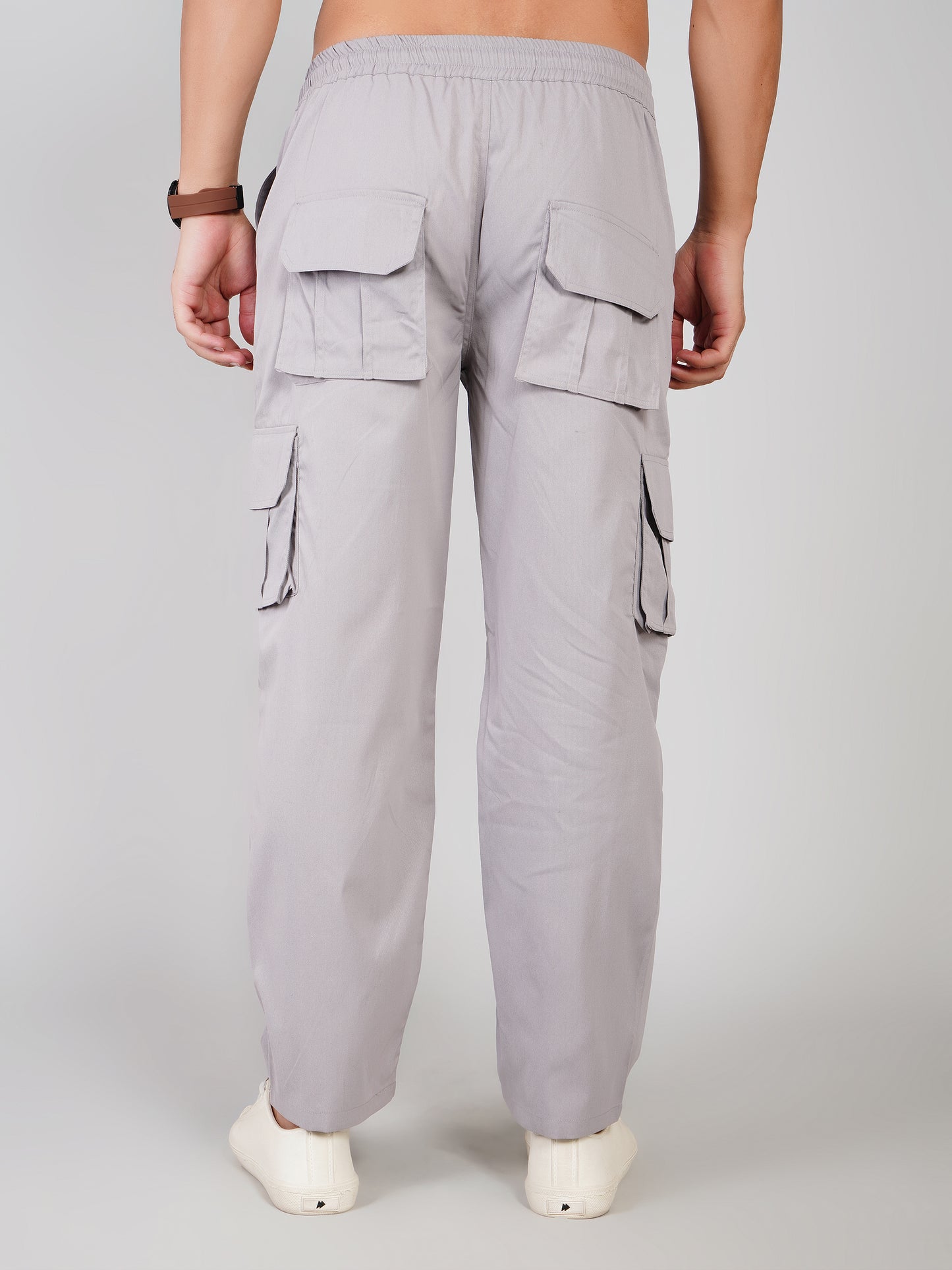 Light  Grey Cargo Loose Fit-Cotton