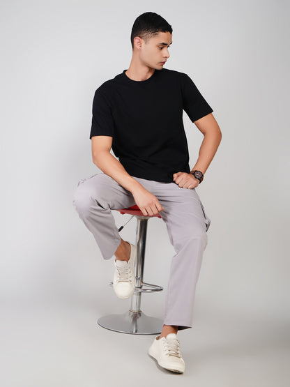 Light  Grey Cargo Loose Fit-Cotton